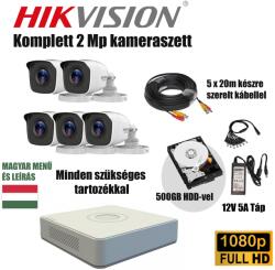  Hiwatch Szereld Magad TurboHD Csomag Hikvision DVR-rel 5 kamerás 2Mp 2.8mm 20m IR 5x20m készre szerelt kábellel
