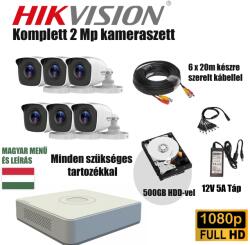  Hiwatch Szereld Magad TurboHD Csomag Hikvision DVR-rel 6 kamerás 2Mp 2.8mm 20m IR 6x20m készre szerelt kábellel