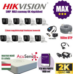 Hikvision 5Mp MAX Szereld Magad Csomag 8 kamerával és RJ45 balunnal