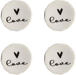 Clayre & Eef Set 4 butoni mobilier ceramica neagra bej Love 4x3/6 cm (65289)