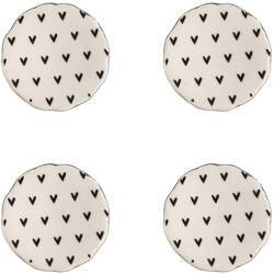 Clayre & Eef Set 4 butoni mobilier ceramica neagra bej Inimioare 4x3/6 cm (65290)