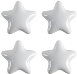 Clayre & Eef Set 4 butoni mobilier ceramica alba Stelute 4x3/6 cm (65296)