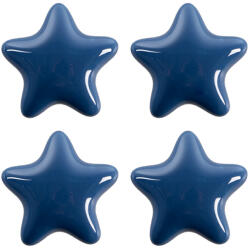 Clayre & Eef Set 4 butoni mobilier ceramica albastra Stelute 4x3/6 cm (65297)