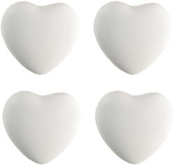 Clayre & Eef Set 4 butoni mobilier ceramica alba Inimioare 4x3/6 cm (65293)