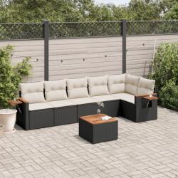 vidaXL Set canapele de grădină cu perne, 7 piese, negru, poliratan (3226833)