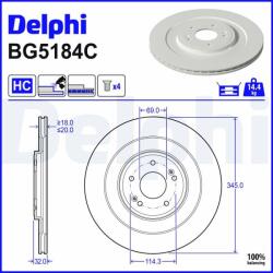 DELPHI Disc frana DELPHI BG5184C (BG5184C) - automobilus
