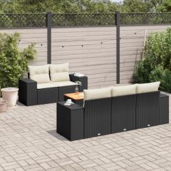 vidaXL Set mobilier de grădină cu perne, 6 piese, negru, poliratan (3257659)