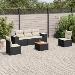vidaXL Set mobilier de grădină cu perne, 6 piese, negru, poliratan (3257715)