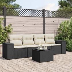 vidaXL Set mobilier de grădină cu perne, 5 piese, negru, poliratan (3254623)