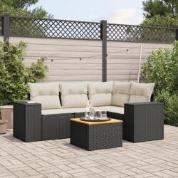 vidaXL Set mobilier de grădină cu perne, 5 piese, negru, poliratan (3257757)