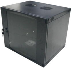 LogiLink CABINET 19" LOGILINK 15U 540 x450mm, fixare pe perete, Flatpack (dezasamblat), Black, usa sticla cu blocare, otel 1.2mm, sarcina maxima 30Kg, "W15F64B (W15F64B) - pcone