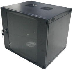 LogiLink CABINET 19" LOGILINK 15U 540 x450mm, fixare pe perete, Flatpack (dezasamblat), Black, usa sticla cu blocare, otel 1.2mm, sarcina maxima 30Kg, "W15F64B (W15F64B)