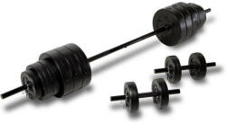 TUNTURI 50 kg-os műanyag súlyzókészlet kétkezes rúddal (Tunturi_50kg_muanyag_sulyzokeszlet)