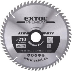 Extol ferăstrău circular, cu vârf din carbură, 250x30mm (diametrul găurii), T60; lățimea lamei 3, 2mm, max. 6500 rpm