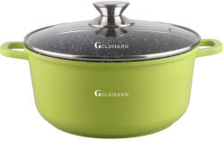 Goldmann Cratita marmorata antiaderenta Goldmann, 4.5 L, 24 x11.5 cm, inductie, capac sticla, ECO-friendly, Verde (GM 7324G0)