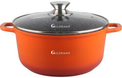 Goldmann Cratita marmorata antiaderenta Goldmann, 6.5 L, 28 x12.5 cm, inductie, capac sticla, ECO-friendly, Orange (GM 7328O)