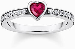 Thomas Sabo TR2448-640-10-54 Silver solitaire ring w. red stone + zirconia , női