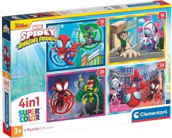 Clementoni Puzzle pentru copii Clementoni 4 în 1 - Spidey și prietenii săi minunați (21528)