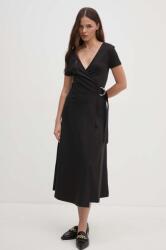 Tommy Hilfiger rochie culoarea negru, midi, evazati, WW0WW42578 9BYH-SUD021_99X (WW0WW42578)