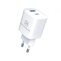 3mk Protection Hyper Gan USB-A / USB Type-C Hálózati Gyorstöltő - 33W, Fehér (144672)