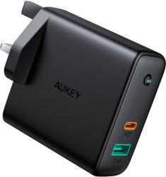 AUKEY Pa-D3 Hálózati USB-A + USB-C Pd 3.0 Töltő - 60W, Fekete (PA-D3)