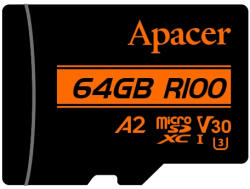 Apacer microSDXC 64GB UHS-I/U3/V30/A2 + Adapter (AP64GMCSX10U8-R)