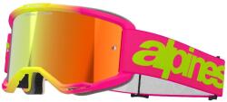 Alpinestars Vision 5 Wordmark motokrossz szemüveg rózsaszín-fluo sárga, piros tükrös plexivel
