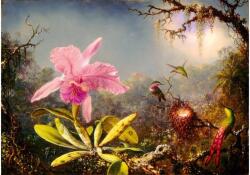 Bluebird Puzzle 60296 - Martin Johnson Heade - Cattleya Orchid and Three Hummingbirds 1871 - 1000 db-os Art by puzzle