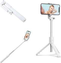Prémium selfie bot, 19 - 70 cm, 360°-ban forgatható, exponáló gombbal, bluetooth-os, v4.0, tripod állvány funkció, R1, fehér