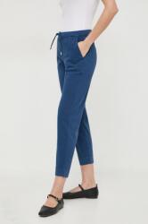 Max Mara Leisure nadrág női, sötétkék, magas derekú egyenes - sötétkék 36