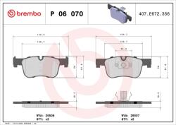 BREMBO fékbetétkészlet, tárcsafék BREMBO P 06 070X (P 06 070X)