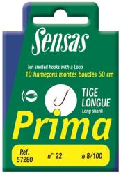 SENSAS Elõkötött horog Prima Longshank Wire 50cm 20/0, 10 10db (57282)
