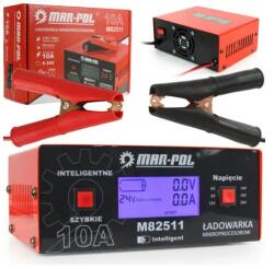 MAR-POL akkumulátor tölto, egyenirányító, mikroprocesszoros, LCD 6/12V, 24A (M82511) (M82511)