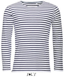 SOL'S SO01402 SOL'S MARINE HOSSZÚ UJJÚ CSÍKOS PÓLÓ, White/Navy - XL (so01402wh-nv-xl)