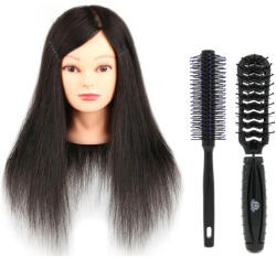 Pauco Academy Cap Manechin Par Natural 100% pentru Coafat/Decolorat cu Perie Circulara si Perie Dubla