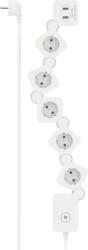 Hama 5 Plug + 2 USB 1,4 m Switch (223190)