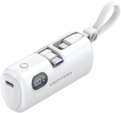 Vention LED Display 4800mAh Power Bank (USB-C + Lightning + USB-C) 22.5W White Foldable USB-C Type (FHQW0)