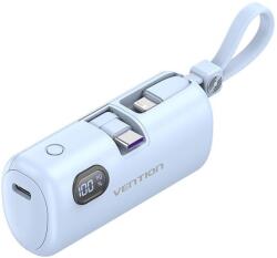 Vention LED Display 4800mAh Power Bank (USB-C + Lightning + USB-C) 22.5W Blue Foldable USB-C Type (FHQL0)
