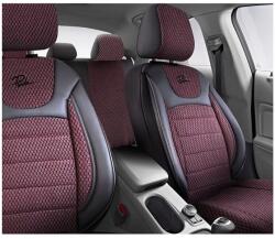 Panda Set Huse Scaune Auto pentru Volkswagen Polo 9N - Panda Prestige, Negru-Visiniu, 11 piese