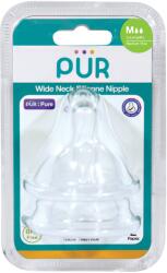 PUR BABY Set 2 tetine silicon pentru biberon cu gura larga, marime M, 3-6 luni, PUR