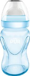 PUR BABY Biberon cu gura larga, albastru, +6luni, 250ml, PUR