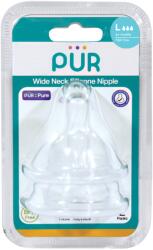 PUR BABY Set 2 tetine silicon pentru biberon cu gura larga marime L, +6 luni, PUR