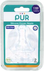 PUR BABY Set 2 tetine silicon Classic, marime V, 0-3 luni, PUR