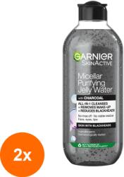 Garnier Skin Active Set 2 x Apa Micelara Garnier Skin Active Jelly Water, Purificatoare cu Carbune, 400 ml