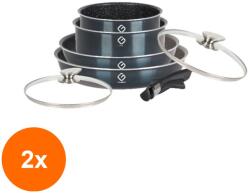Grunberg Set 2 x 4 Vase din Aluminiu cu 2 Capace si Maner Detasabil, Albastre, Compatibile cu Plita cu Inductie, Grunberg (GUJ-2xGR2719A)