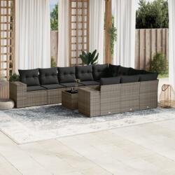 vidaXL 11 részes szürke polyrattan kerti ülőgarnitúra párnákkal (3255437)