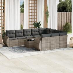 vidaXL 11 részes szürke polyrattan kerti ülőgarnitúra párnákkal (3254237)