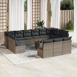 vidaXL 14 részes szürke polyrattan kerti ülőgarnitúra párnákkal (3218400)