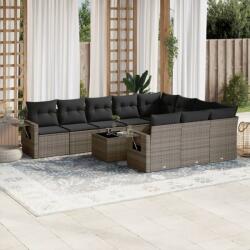 vidaXL 11 részes szürke polyrattan kerti ülőgarnitúra párnákkal (3253037)