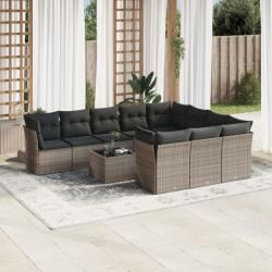 vidaXL 11 részes szürke polyrattan kerti ülőgarnitúra párnákkal (3218230)
